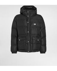 Dolce & Gabbana - Nylon Down Jacket With Hood And Branded Tag - Lyst
