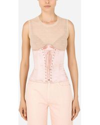 Womens Clothing Lingerie Corsets and bustier tops Dolce & Gabbana Silk Corset Belt Stretch Waist Strap Top in Pink 