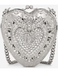 Dolce & Gabbana Sac Devotion cœur en métal avec cristaux - Métallisé