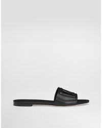 Dolce & Gabbana - Claquettes En Cuir À Découpes Et À Logo Bianca - Lyst