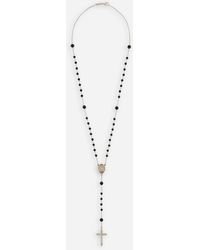 Dolce & Gabbana Rosary Necklace With Natural Gemstones - White