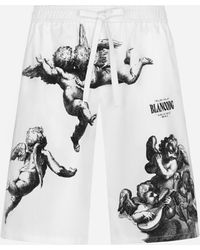 Dolce & Gabbana - Stretch Cotton Shorts With Angel Print - Lyst