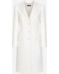 Dolce & Gabbana Single-breasted Wool And Cashmere Coat - White