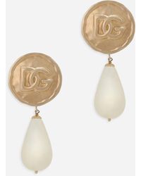 Dolce & Gabbana - Earrings With Dg Logo And Teardrop Pendants - Lyst