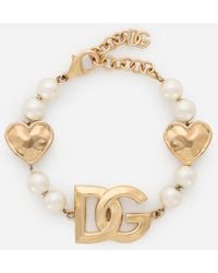 Dolce & Gabbana - Bracelet With Hearts And Dg Logo - Lyst