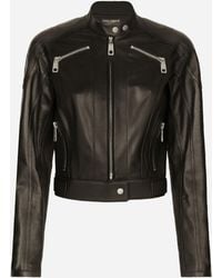 Dolce & Gabbana - Leather Biker Jacket - Lyst