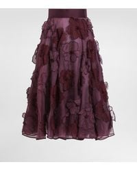 Dolce & Gabbana - Organza Midi Circle Skirt With Floral Embroidery - Lyst