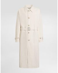 Dolce & Gabbana - Cotton-Linen Trench Coat With Buttons - Lyst