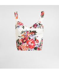 Dolce & Gabbana - Flower Bouquet-Print Cotton Bustier Top - Lyst