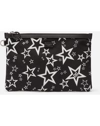Dolce & Gabbana Millennials Star Clutch In Mixed Star Print Nylon - Black