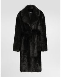 Dolce & Gabbana - Abrigo En Piel De Oveja De Pelo Largo - Lyst