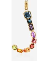 Dolce & Gabbana - Charm J Lettering 18-Carat And Multicolored Gems - Lyst