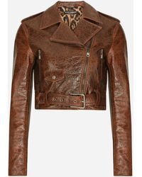 Dolce & Gabbana - Coated Cotton Faux Leather Biker Jacket - Lyst