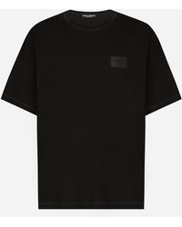 Dolce & Gabbana - T-Shirt En Coton Avec Plaquette À Logo - Lyst