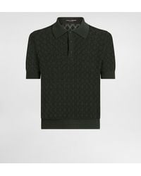 Dolce & Gabbana - Kurzarmpoloshirt Aus Baumwolle Mit Lochmuster - Lyst