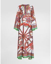 Dolce & Gabbana - Carretto-Print Twill Kaftan Dress - Lyst