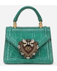 Dolce & Gabbana Micro Bag Devotion aus Krokoflanken - Grün