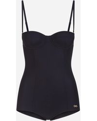 Dolce & Gabbana Solid-color Balconette One-piece Swimsuit - Black