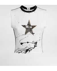 Dolce & Gabbana - Jersey Sleeveless T-Shirt With Print - Lyst