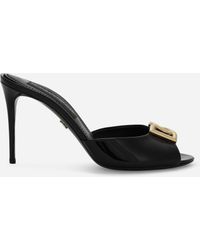Dolce & Gabbana - Patent Leather Mules With Dg Logo - Lyst
