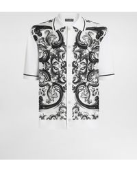Dolce & Gabbana - Oversize-Hemd Aus Seide Und Baumwolle Mit Majolika-Print - Lyst