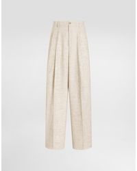Dolce & Gabbana - Tweed-Effect Linen And Viscose Trousers - Lyst