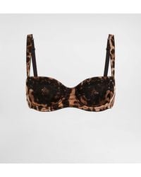Dolce & Gabbana - Leopard-Print Satin Balconette Bra With Lace - Lyst