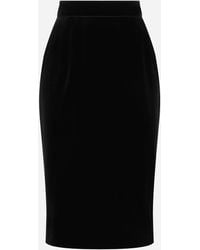 Dolce & Gabbana - Velvet Midi Pencil Skirt - Lyst
