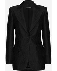 Dolce & Gabbana - Single-Breasted Floral Brocade Turlington Jacket - Lyst