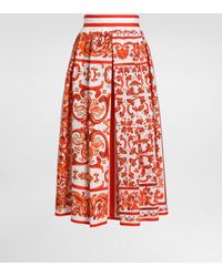 Dolce & Gabbana - Maiolica Print Cotton Skirt - Lyst