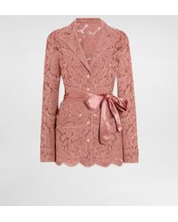 Dolce & Gabbana - Floral Cordonetto Lace Pajama Shirt With Dg Logo - Lyst