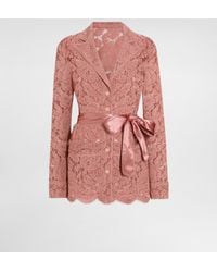 Dolce & Gabbana - Floral Cordonetto Lace Pajama Shirt With Dg Logo - Lyst