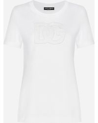 Dolce & Gabbana - Jersey T-Shirt With Dg Logo Patch - Lyst