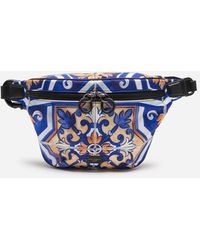 Dolce & Gabbana Nylon Fanny Pack With Maiolica Print - Blue
