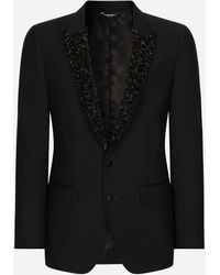 Dolce & Gabbana - Single-Breasted Martini-Fit Jacket With Embroidered Lapels - Lyst