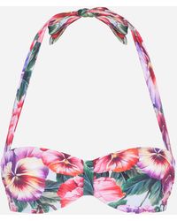 Dolce & Gabbana Gepolstertes Bandeau-Bikinitop Veilchen-Print - Mehrfarbig