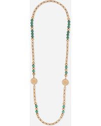 Dolce & Gabbana - Collana con perle e medaglia logo DG - Lyst