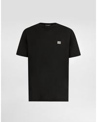 Dolce & Gabbana - T-Shirt Aus Baumwolle Mit Plakette - Lyst