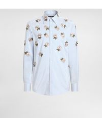 Dolce & Gabbana - Silk And Cotton Shirt With Floral Appliqués - Lyst