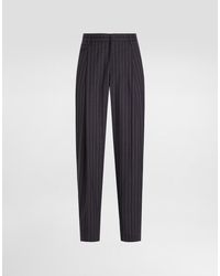 Dolce & Gabbana - Pinstripe Virgin Wool Trousers - Lyst