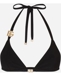 Dolce & Gabbana - Sujetador de bikini de triángulo con logotipo DG - Lyst