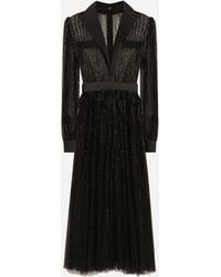 Dolce & Gabbana - Sequin-Embellished Mesh Midi Dress - Lyst