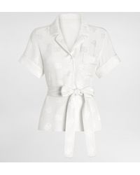 Dolce & Gabbana - Short-Sleeved Silk Satin Jacquard Pajama Shirt With Dg Logo - Lyst