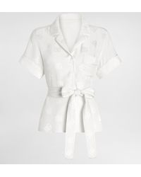 Dolce & Gabbana - Kurzarm-Pyjamabluse Aus Seidensatin-Jacquard Mit Dg-Logo - Lyst