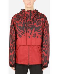 Dolce & Gabbana Parka Funktionsmaterial Leoprint - Rot