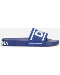 Pantoletten und Zehentrenner Sandalen und Pantoletten Herren Schuhe Sandalen Dolce & Gabbana Badepantolette aus Gummi mit DG-Logo in Blau für Herren 