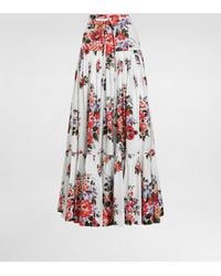 Dolce & Gabbana - Flower Bouquet-Print Poplin Long Skirt - Lyst