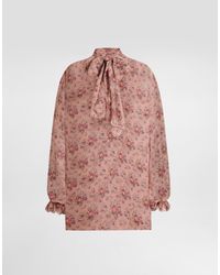 Dolce & Gabbana - Small Flower Bouquets-Print Chiffon Top - Lyst