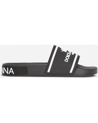 Dolce & Gabbana Rubber Beachwear Sliders With Embroidery in Black ...