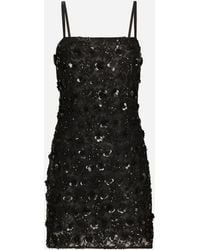 Dolce & Gabbana - Short Dress With Sequin Embellishment - Lyst